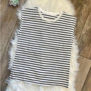 Women black and white striped tank - Brand New